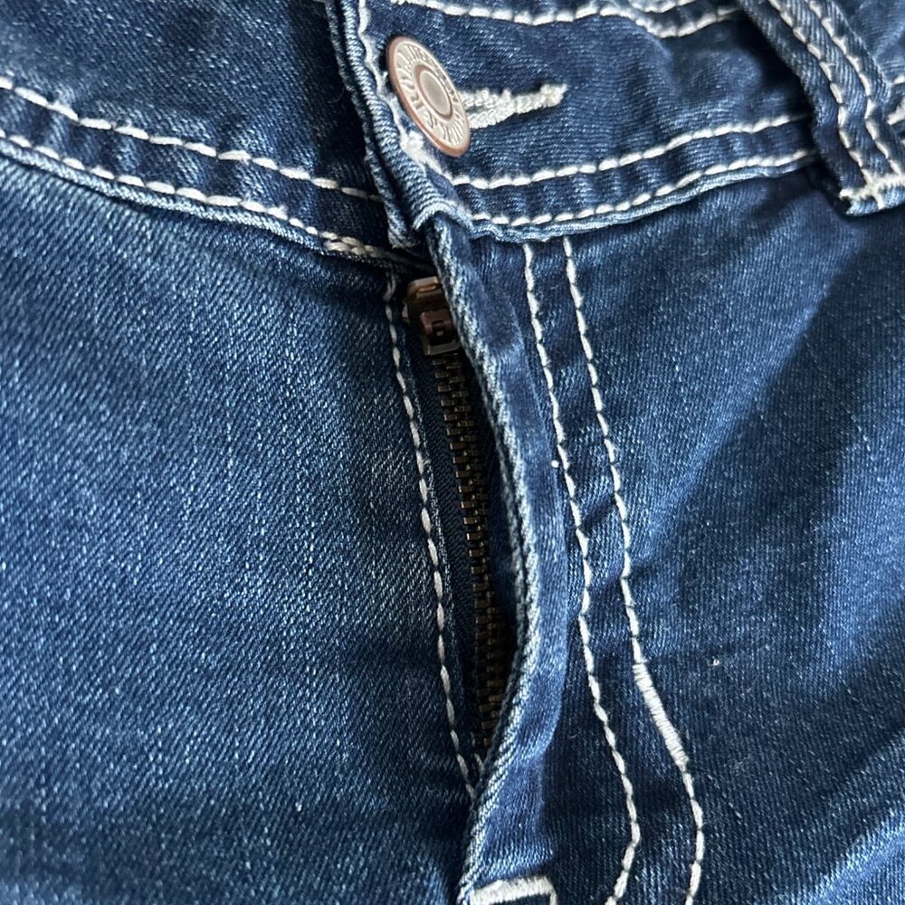 Rock & Roll Cowgirl Dark Wash Bootcut Jeans Western Rodeo Low Rise | 34 - Picture 7 of 13